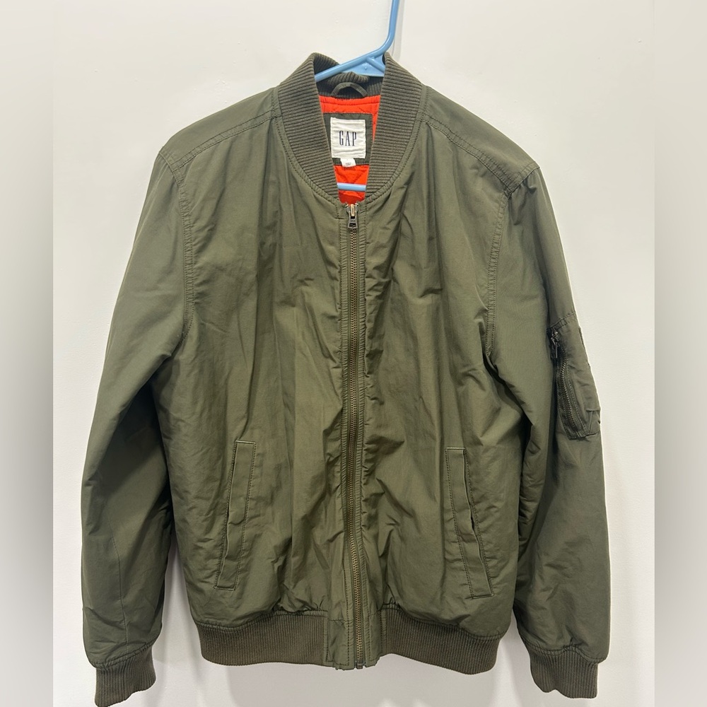 Gap Bomber Jacket Small Army Green Cargo Style‎ Coat Full Zip Military